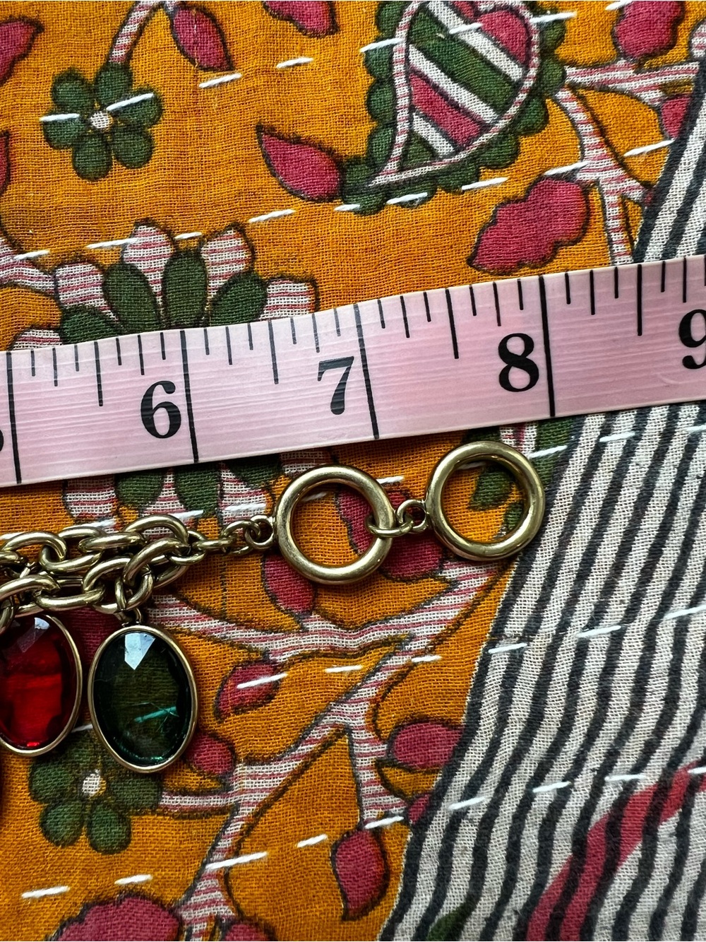 Vintage Multicolor Gemstone Charm Bracelet Del'Oro - Picture 10 of 10
